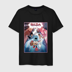 Мужская футболка хлопок с принтом Hilda Poster в Санкт-Петербурге, 100% хлопок | прямой крой, круглый вырез горловины, длина до линии бедер, слегка спущенное плечо. | Тематика изображения на принте: hilda | mult | netflix | мульт | мультик | мультсериал | мультфильм | нетфлик | хилда | хильда