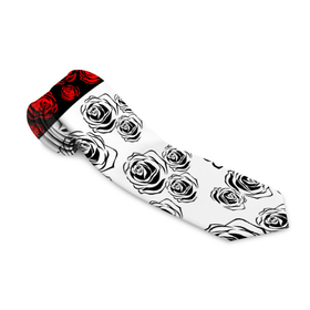 Галстук 3D с принтом РОЗЫ   Красный   Волна в Екатеринбурге, 100% полиэстер | Длина 148 см; Плотность 150-180 г/м2 | атака титанов | белый | букет | девочке | для девочки | для друга | для мальчика | как у всех | контраст | красный | подарок | рекомендации | роза | розы | узор | цветы | черно белый