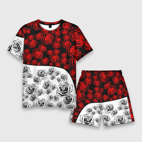 Мужской костюм с шортами 3D с принтом РОЗЫ   Красный   Волна в Санкт-Петербурге,  |  | атака титанов | белый | букет | девочке | для девочки | для друга | для мальчика | как у всех | контраст | красный | подарок | рекомендации | роза | розы | узор | цветы | черно белый