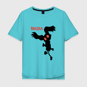 Мужская футболка хлопок Oversize с принтом Dark Hilda в Тюмени, 100% хлопок | свободный крой, круглый ворот, “спинка” длиннее передней части | hilda | mult | netflix | мульт | мультик | мультсериал | мультфильм | нетфлик | хилда | хильда