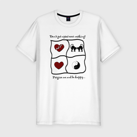 Мужская футболка хлопок Slim с принтом Счастье не в ссоре в Новосибирске, 92% хлопок, 8% лайкра | приталенный силуэт, круглый вырез ворота, длина до линии бедра, короткий рукав | дружба | жвачка | любовь | мир | примерение | семья