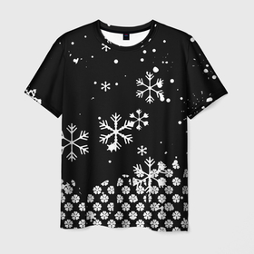 Мужская футболка 3D с принтом чёрный клевер снежинки в Новосибирске, 100% полиэфир | прямой крой, круглый вырез горловины, длина до линии бедер | аста | вельзевул сила и способности | новая серия чёрного клевера | чёрный клевер | чёрный клевер 2 сезон | чёрный клевер второй сезон | чёрный клевер манга