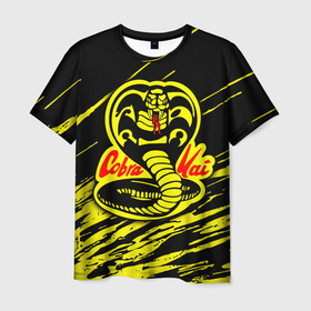 Мужская футболка 3D с принтом Кобра Кай логотип в Курске, 100% полиэфир | прямой крой, круглый вырез горловины, длина до линии бедер | karate | kobra kai | карате | каратэ | кобра кай | сериал кобра кай