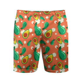 Мужские шорты спортивные с принтом Паттерн из авокадо в Санкт-Петербурге,  |  | Тематика изображения на принте: авокадо | лето | люблю авокадо | овощи | паттерн | фрукты