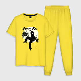 Мужская пижама хлопок с принтом Kobra Kai   Кобра Кай , 100% хлопок | брюки и футболка прямого кроя, без карманов, на брюках мягкая резинка на поясе и по низу штанин
 | karate | kobra kai | карате | каратэ | кобра кай | сериал кобра кай