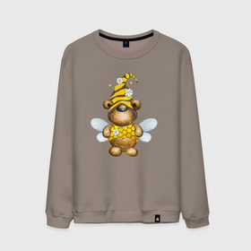 Мужской свитшот хлопок с принтом Медвежонок в костюме пчелы , 100% хлопок |  | костюм пчелы | медведь | медвежонок | милый | плеча | пчелы
