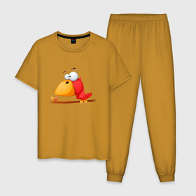 Мужская пижама хлопок с принтом Смешной Птиц , 100% хлопок | брюки и футболка прямого кроя, без карманов, на брюках мягкая резинка на поясе и по низу штанин
 | детские | для детей | попугай | птица | тукан