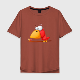 Мужская футболка хлопок Oversize с принтом Смешной Птиц в Белгороде, 100% хлопок | свободный крой, круглый ворот, “спинка” длиннее передней части | детские | для детей | попугай | птица | тукан