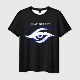 Мужская футболка 3D с принтом Команда Team Secret в Новосибирске, 100% полиэфир | прямой крой, круглый вырез горловины, длина до линии бедер | Тематика изображения на принте: team secret | глаз | игры | киберспорт | логотип | надпись | название