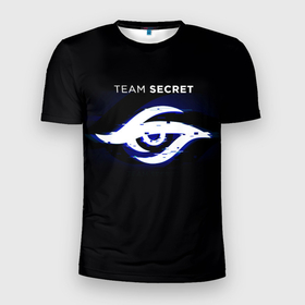 Мужская футболка 3D Slim с принтом Команда Team Secret в Новосибирске, 100% полиэстер с улучшенными характеристиками | приталенный силуэт, круглая горловина, широкие плечи, сужается к линии бедра | Тематика изображения на принте: team secret | глаз | игры | киберспорт | логотип | надпись | название