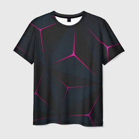 Мужская футболка 3D с принтом Светодиодные ромбики , 100% полиэфир | прямой крой, круглый вырез горловины, длина до линии бедер | геометрия | неоновые | ромбики | ромбы | свет | светодиодные