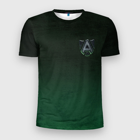Мужская футболка 3D Slim с принтом Logo Alliance в Петрозаводске, 100% полиэстер с улучшенными характеристиками | приталенный силуэт, круглая горловина, широкие плечи, сужается к линии бедра | alliance | знак | киберспорт | логотип | спорт | текстура
