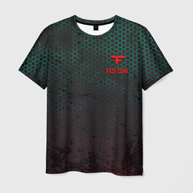 Мужская футболка 3D с принтом FaZe Clan. , 100% полиэфир | прямой крой, круглый вырез горловины, длина до линии бедер | faze clan | знак | киберспорт | логотип | сетка | спорт | текстура | фон