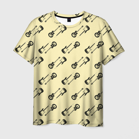 Мужская футболка 3D с принтом ЭлеКтро ГиТары в Тюмени, 100% полиэфир | прямой крой, круглый вырез горловины, длина до линии бедер | гитара | музыка | рок | топ | электричество