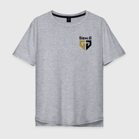Мужская футболка хлопок Oversize с принтом Gen.G в Тюмени, 100% хлопок | свободный крой, круглый ворот, “спинка” длиннее передней части | geng | знак | игры | кибоерспорт | логотип