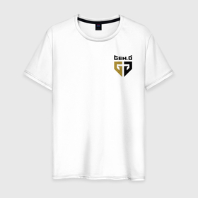 Мужская футболка хлопок с принтом Gen.G в Белгороде, 100% хлопок | прямой крой, круглый вырез горловины, длина до линии бедер, слегка спущенное плечо. | geng | знак | игры | кибоерспорт | логотип