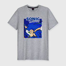 Мужская футболка хлопок Slim с принтом Sonic Adventure | Sonic в Санкт-Петербурге, 92% хлопок, 8% лайкра | приталенный силуэт, круглый вырез ворота, длина до линии бедра, короткий рукав | sonic | sonic the hedgehog | ёж соник | ёжик соник | соник