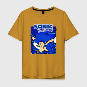 Мужская футболка хлопок Oversize с принтом Sonic Adventure | Sonic , 100% хлопок | свободный крой, круглый ворот, “спинка” длиннее передней части | sonic | sonic the hedgehog | ёж соник | ёжик соник | соник