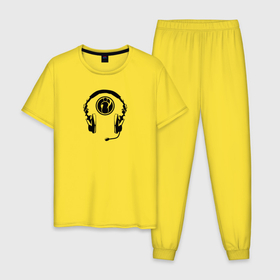 Мужская пижама хлопок с принтом Invictus Gaming. в Тюмени, 100% хлопок | брюки и футболка прямого кроя, без карманов, на брюках мягкая резинка на поясе и по низу штанин
 | invictus gaming | знак | киберспорт | логотип | наушники