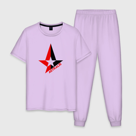 Мужская пижама хлопок с принтом Astralis. в Тюмени, 100% хлопок | брюки и футболка прямого кроя, без карманов, на брюках мягкая резинка на поясе и по низу штанин
 | astralis | звезда | знак | киберспорт | логотип