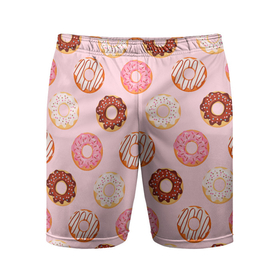 Мужские шорты спортивные с принтом Pink donuts в Санкт-Петербурге,  |  | confetti | donut | donuts | glaze | pink | powder | shugar | sweet | глазурь | конфетти | пончик | пончики | пудра | розовый | сахар | сладкий