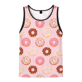 Мужская майка 3D с принтом Pink donuts в Новосибирске, 100% полиэстер | круглая горловина, приталенный силуэт, длина до линии бедра. Пройма и горловина окантованы тонкой бейкой | confetti | donut | donuts | glaze | pink | powder | shugar | sweet | глазурь | конфетти | пончик | пончики | пудра | розовый | сахар | сладкий
