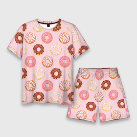 Мужской костюм с шортами 3D с принтом Pink donuts в Кировске,  |  | confetti | donut | donuts | glaze | pink | powder | shugar | sweet | глазурь | конфетти | пончик | пончики | пудра | розовый | сахар | сладкий