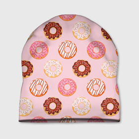 Шапка 3D с принтом Pink donuts в Тюмени, 100% полиэстер | универсальный размер, печать по всей поверхности изделия | confetti | donut | donuts | glaze | pink | powder | shugar | sweet | глазурь | конфетти | пончик | пончики | пудра | розовый | сахар | сладкий