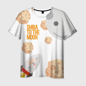 Мужская футболка 3D с принтом shiba crypto в Тюмени, 100% полиэфир | прямой крой, круглый вырез горловины, длина до линии бедер | bitcoin | crypto | shib | shiba | shiba inu | шиба | шиба ину