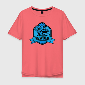Мужская футболка хлопок Oversize с принтом Логотип Newbee в Петрозаводске, 100% хлопок | свободный крой, круглый ворот, “спинка” длиннее передней части | newbee | игры | киберспорт | логотип | надпись | название | рыцарь | спорт