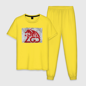Мужская пижама хлопок с принтом Logo LGD в Тюмени, 100% хлопок | брюки и футболка прямого кроя, без карманов, на брюках мягкая резинка на поясе и по низу штанин
 | буквы | дракон | киберспорт | логотип | надпись | текстура