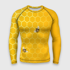 Мужской рашгард 3D с принтом Любишь мед, люби и пчелок в Тюмени,  |  | Тематика изображения на принте: мед | насекомые | пчелки | пчелы | соты | шестиугольники