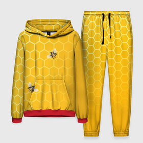 Мужской костюм 3D (с толстовкой) с принтом Любишь мед, люби и пчелок в Екатеринбурге,  |  | мед | насекомые | пчелки | пчелы | соты | шестиугольники