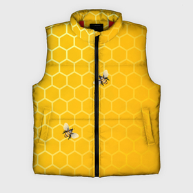 Мужской жилет утепленный 3D с принтом Любишь мед, люби и пчелок в Екатеринбурге,  |  | мед | насекомые | пчелки | пчелы | соты | шестиугольники