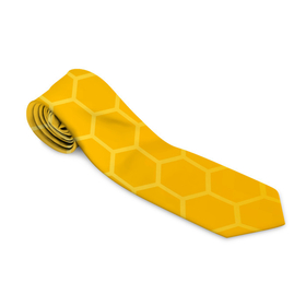 Галстук 3D с принтом Любишь мед, люби и пчелок , 100% полиэстер | Длина 148 см; Плотность 150-180 г/м2 | мед | насекомые | пчелки | пчелы | соты | шестиугольники