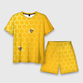 Мужской костюм с шортами 3D с принтом Любишь мед, люби и пчелок в Белгороде,  |  | Тематика изображения на принте: мед | насекомые | пчелки | пчелы | соты | шестиугольники