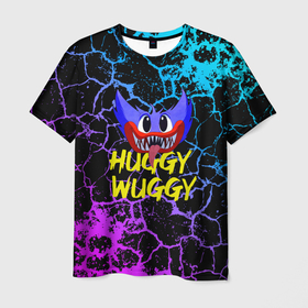 Мужская футболка 3D с принтом HUGGY WUGGY ТРЕЩИНЫ. в Курске, 100% полиэфир | прямой крой, круглый вырез горловины, длина до линии бедер | huggy wuggy | poppy playtime | игра | кукла | монстр | плэйтайм | поппи плейтайм | хагги вагги | хоррор