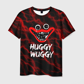 Мужская футболка 3D с принтом Huggy Wuggy гроза в Курске, 100% полиэфир | прямой крой, круглый вырез горловины, длина до линии бедер | huggy wuggy | poppy playtime | игра | кукла | монстр | плэйтайм | поппи плейтайм | хагги вагги | хоррор