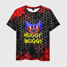 Мужская футболка 3D с принтом Huggy Wuggy соты в Курске, 100% полиэфир | прямой крой, круглый вырез горловины, длина до линии бедер | Тематика изображения на принте: huggy wuggy | poppy playtime | игра | кукла | монстр | плэйтайм | поппи плейтайм | хагги вагги | хоррор