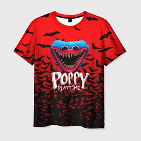 Мужская футболка 3D с принтом Poppy Playtime летучие мыши в Тюмени, 100% полиэфир | прямой крой, круглый вырез горловины, длина до линии бедер | huggy wuggy | poppy playtime | игра | кукла | монстр | плэйтайм | поппи плейтайм | хагги вагги | хоррор