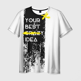 Мужская футболка 3D с принтом Crazy idea в Тюмени, 100% полиэфир | прямой крой, круглый вырез горловины, длина до линии бедер | abstract | idea | абстаркция | идея | мотивация | с текстом | ты | я лучший