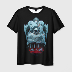 Мужская футболка 3D с принтом White Doom в Петрозаводске, 100% полиэфир | прямой крой, круглый вырез горловины, длина до линии бедер | doom | doom eternal | doomguy | game | games | дум | думгай | игра | игры