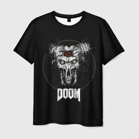 Мужская футболка 3D с принтом Адский Дум в Курске, 100% полиэфир | прямой крой, круглый вырез горловины, длина до линии бедер | Тематика изображения на принте: doom | game | games | дум | игра | игры