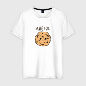 Мужская футболка хлопок с принтом Cookie   Made for... в Тюмени, 100% хлопок | прямой крой, круглый вырез горловины, длина до линии бедер, слегка спущенное плечо. | 14 февраля | love | валентин | день святого валентина | для двоих | любимая | любимый | любовь | пара | парные | праздник