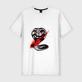Мужская футболка хлопок Slim с принтом Кобра кай Минимализм в Петрозаводске, 92% хлопок, 8% лайкра | приталенный силуэт, круглый вырез ворота, длина до линии бедра, короткий рукав | mercy | арт | змея | кобра кай | фильм | яд