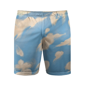 Мужские шорты спортивные с принтом Рисунок голубого неба с облаками маслом в Тюмени,  |  | Тематика изображения на принте: ветер | иллюстрация | картина маслом | лето | небо | облака | облако | оранжевый | пейзаж | погода | природа | синий | страсть к путешествиям