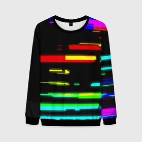 Мужской свитшот 3D с принтом Color fashion glitch в Курске, 100% полиэстер с мягким внутренним слоем | круглый вырез горловины, мягкая резинка на манжетах и поясе, свободная посадка по фигуре | color | fashion | glitch | neon | vanguard | авангард | глитч | мода | неон | цвет