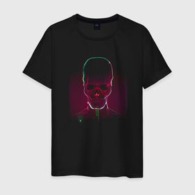 Мужская футболка хлопок с принтом Mr. Alien в Санкт-Петербурге, 100% хлопок | прямой крой, круглый вырез горловины, длина до линии бедер, слегка спущенное плечо. | alien | monster | neon | ufo | инопланетянин | монстр | неон | нло | пришелец | скелет | череп