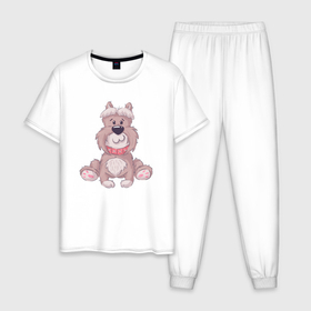 Мужская пижама хлопок с принтом Пушистый милый песик в Екатеринбурге, 100% хлопок | брюки и футболка прямого кроя, без карманов, на брюках мягкая резинка на поясе и по низу штанин
 | Тематика изображения на принте: милота | милый | пес | песик | пушистый | собачка