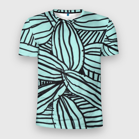 Мужская футболка 3D Slim с принтом Бирюзовые Водоросли , 100% полиэстер с улучшенными характеристиками | приталенный силуэт, круглая горловина, широкие плечи, сужается к линии бедра | бирюзовые водоросли | бюрюзовый узор | водоросли | водоросли бирюзовые | необычный узор | узор